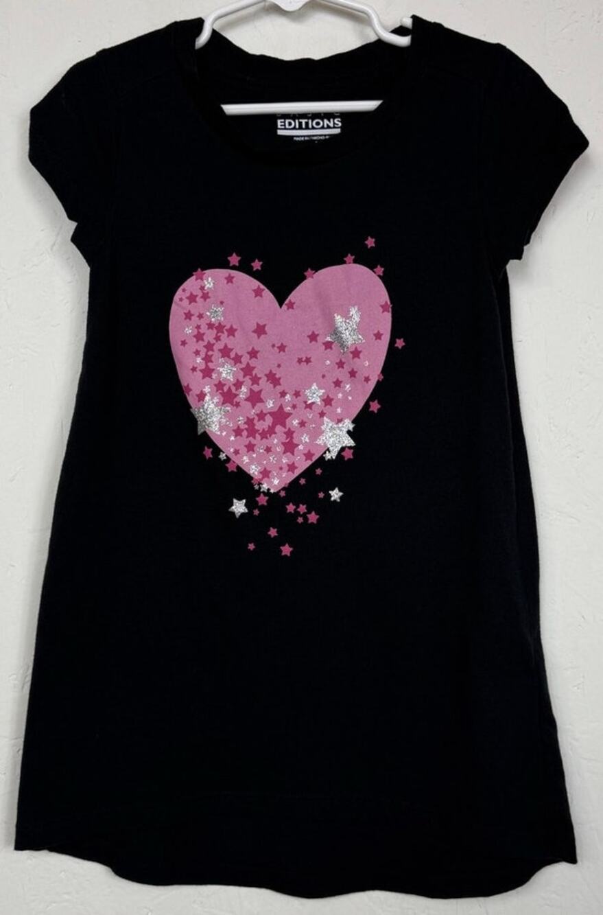 Basic Editions Black T-shirt Dress Girl's Medium (7/8)